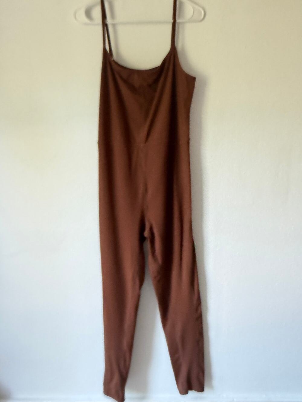 Brown Sleeveless Flattering Athletic Workout Active Yoga Bodysuit Jumpsuit Large